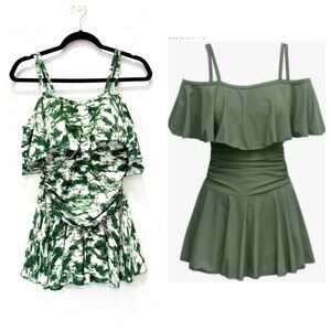 Cocopear Green Ruffle‎ One-Piece Swimsuit M